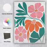 Abstract Pink Orange Botanical Floral Illustration Canvas Wall Art Print Decor Picture Ready to Hang