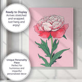 Elegant Pink Peony Botanical Flower Illustration Canvas Wall Art Print Decor Picture Ready to Hang