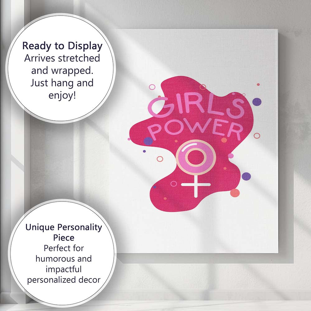 Girls Power Feminist Symbol Modern Graphic Canvas Wall Art Print Decor Picture Ready to Hang