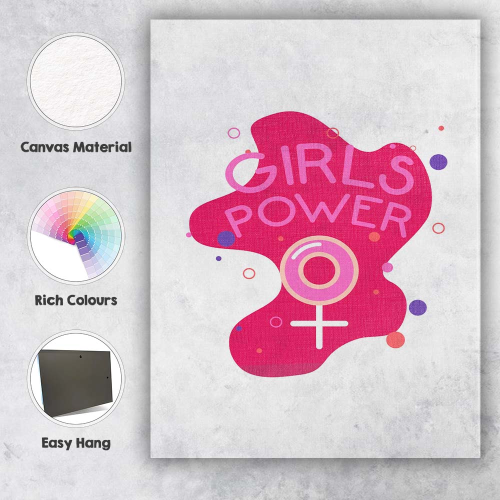 Girls Power Feminist Symbol Modern Graphic Canvas Wall Art Print Decor Picture Ready to Hang