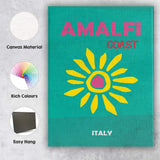 Amalfi Coast Sunshine Retro Travel Poster Canvas Wall Art Print Decor Picture Ready to Hang