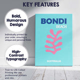 Bondi Beach Coral Coastal Travel Poster Canvas Wall Art Print Decor Picture Ready to Hang