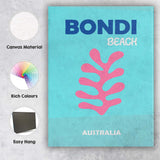 Bondi Beach Coral Coastal Travel Poster Canvas Wall Art Print Decor Picture Ready to Hang