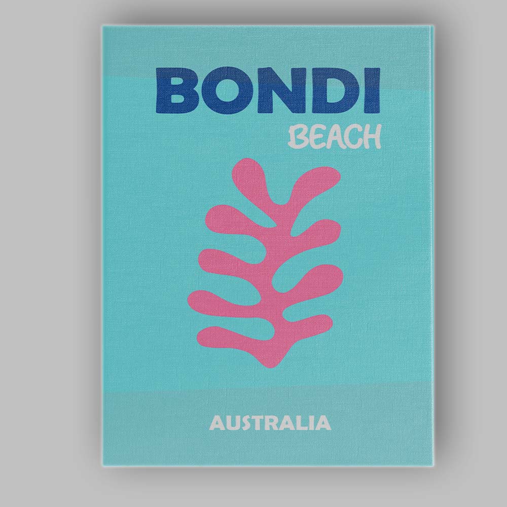 Bondi Beach Coral Coastal Travel Poster Canvas Wall Art Print Decor Picture Ready to Hang