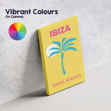 Ibiza Palm Tree Sunset Coastal Travel Poster Canvas Wall Art Print Decor Picture Ready to Hang