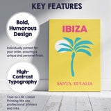 Ibiza Palm Tree Sunset Coastal Travel Poster Canvas Wall Art Print Decor Picture Ready to Hang