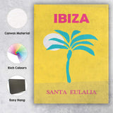 Ibiza Palm Tree Sunset Coastal Travel Poster Canvas Wall Art Print Decor Picture Ready to Hang