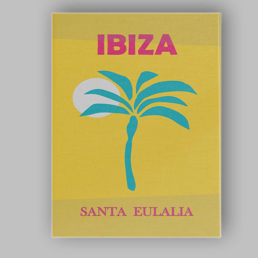 Ibiza Palm Tree Sunset Coastal Travel Poster Canvas Wall Art Print Decor Picture Ready to Hang