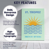 Saint Tropez French Riviera Sunset Waves Travel Poster Canvas Wall Art Print Decor Picture Ready to Hang