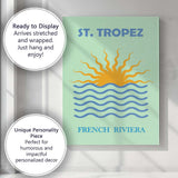 Saint Tropez French Riviera Sunset Waves Travel Poster Canvas Wall Art Print Decor Picture Ready to Hang