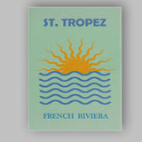 Saint Tropez French Riviera Sunset Waves Travel Poster Canvas Wall Art Print Decor Picture Ready to Hang