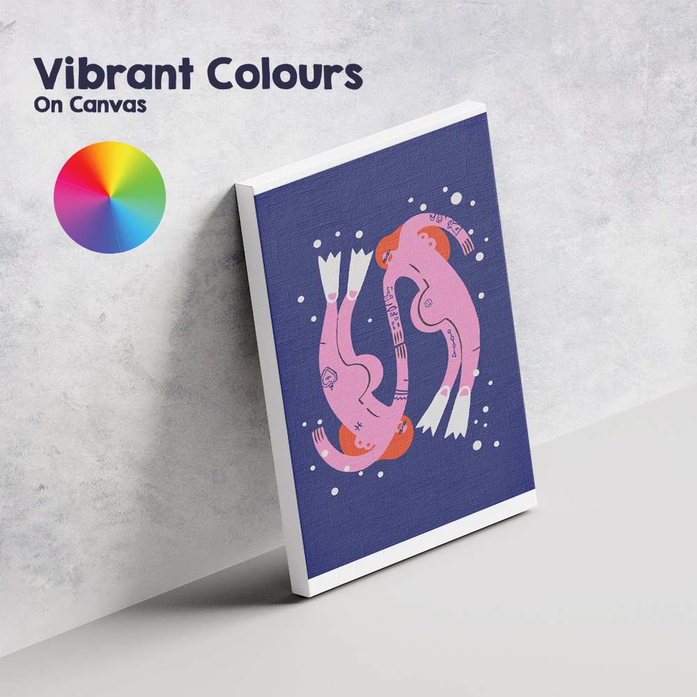 Abstract Pink Floating Figures Surreal Contemporary Illustration Canvas Wall Art Print Decor Picture Ready to Hang