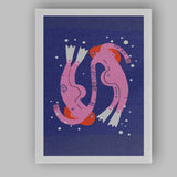 Abstract Pink Floating Figures Surreal Contemporary Illustration Canvas Wall Art Print Decor Picture Ready to Hang