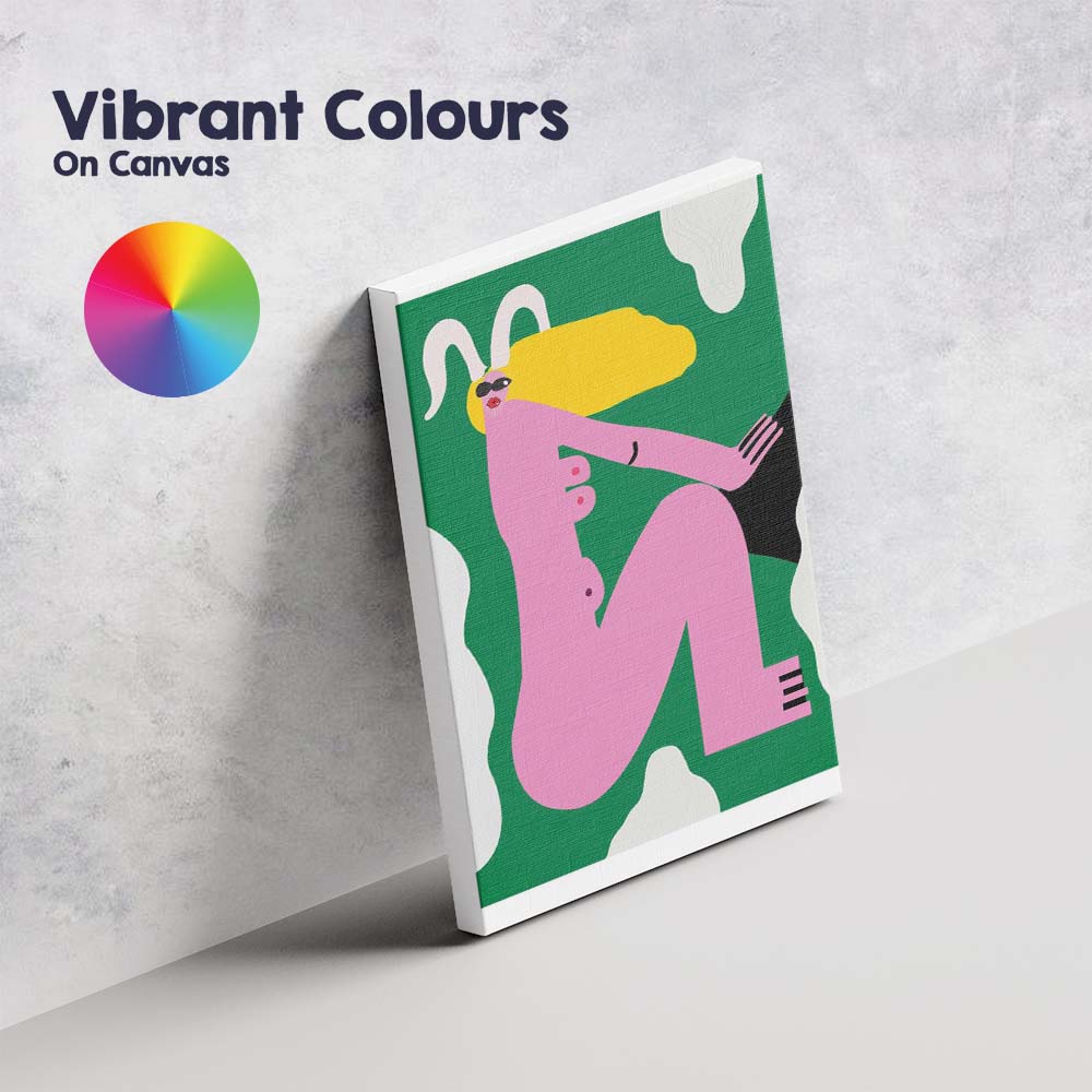 Abstract Pink Seated Woman Modern Figurative Illustration Canvas Wall Art Print Decor Picture Ready to Hang