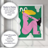 Abstract Pink Seated Woman Modern Figurative Illustration Canvas Wall Art Print Decor Picture Ready to Hang