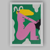 Abstract Pink Seated Woman Modern Figurative Illustration Canvas Wall Art Print Decor Picture Ready to Hang