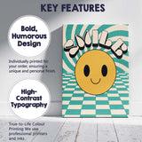 Smile Happy Face Retro Optical Illusion Typography Canvas Wall Art Print Decor Picture Ready to Hang