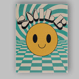 Smile Happy Face Retro Optical Illusion Typography Canvas Wall Art Print Decor Picture Ready to Hang
