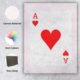 Ace Of Hearts Minimalist Playing Card Canvas Wall Art Print Decor Picture Ready to Hang
