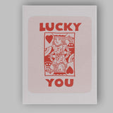 Lucky You King Of Hearts Playing Card Typography Canvas Wall Art Print Decor Picture Ready to Hang