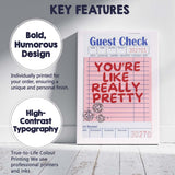 Retro Guest Check Youre Like Really Pretty Typography Canvas Wall Art Print Decor Picture Ready to Hang