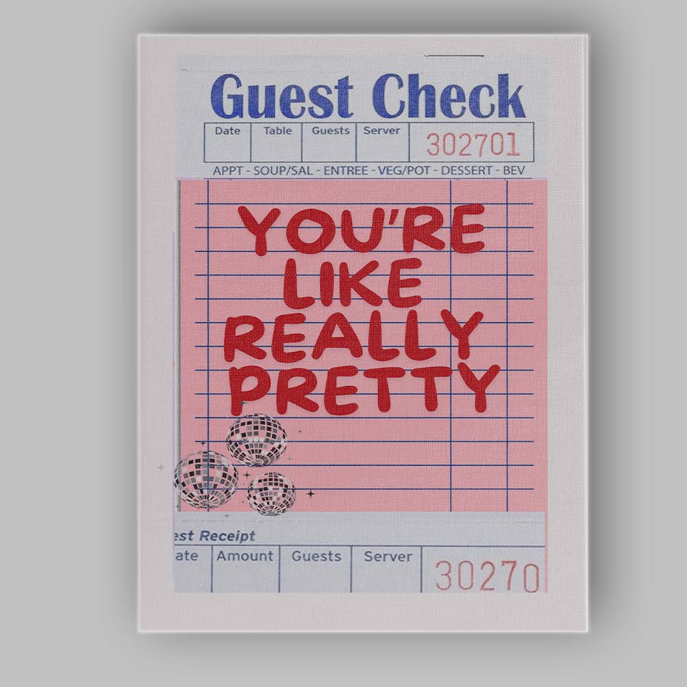 Retro Guest Check Youre Like Really Pretty Typography Canvas Wall Art Print Decor Picture Ready to Hang
