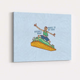 Surfing Skeleton Ocean Music Beach Illustration Canvas Wall Art Print Decor Picture Ready to Hang