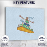 Surfing Skeleton Ocean Music Beach Illustration Canvas Wall Art Print Decor Picture Ready to Hang