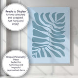 Abstract Blue Tropical Monstera Leaf Silhouette Canvas Wall Art Print Decor Picture Ready to Hang
