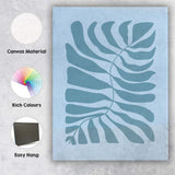 Abstract Blue Tropical Monstera Leaf Silhouette Canvas Wall Art Print Decor Picture Ready to Hang
