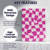 Pink Wavy Checkerboard Abstract Geometric Pattern Canvas Wall Art Print Decor Picture Ready to Hang