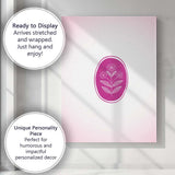 Magenta Botanical Wildflower Oval Emblem Minimalist Canvas Wall Art Print Decor Picture Ready to Hang