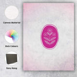 Magenta Botanical Wildflower Oval Emblem Minimalist Canvas Wall Art Print Decor Picture Ready to Hang