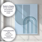 Abstract Blue Geometric Arch Line Art Minimalist Canvas Wall Art Print Decor Picture Ready to Hang