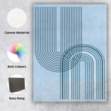 Abstract Blue Geometric Arch Line Art Minimalist Canvas Wall Art Print Decor Picture Ready to Hang
