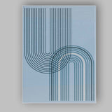 Abstract Blue Geometric Arch Line Art Minimalist Canvas Wall Art Print Decor Picture Ready to Hang