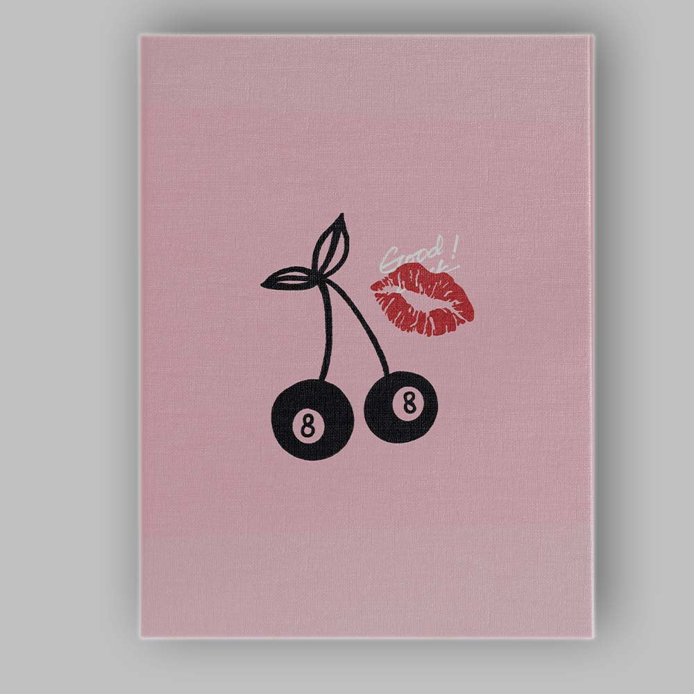 Cute Lucky Eight Ball Cherries Lips Illustration Canvas Wall Art Print Decor Picture Ready to Hang