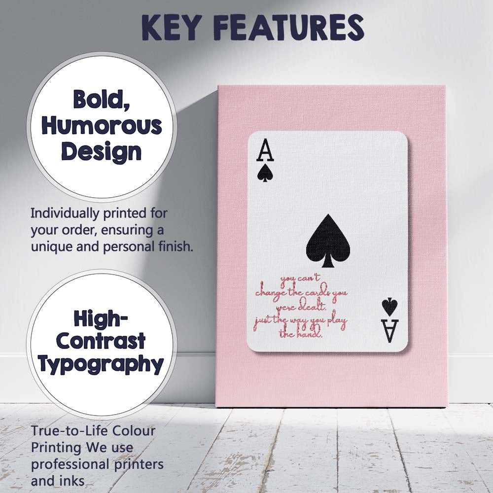 Ace of Spades Inspirational Playing Card Typography Canvas Wall Art Print Decor Picture Ready to Hang