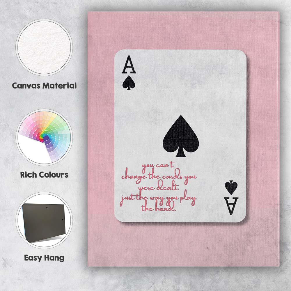 Ace of Spades Inspirational Playing Card Typography Canvas Wall Art Print Decor Picture Ready to Hang