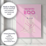 Cute Youre My Boo Ghost Valentine Illustration Canvas Wall Art Print Decor Picture Ready to Hang