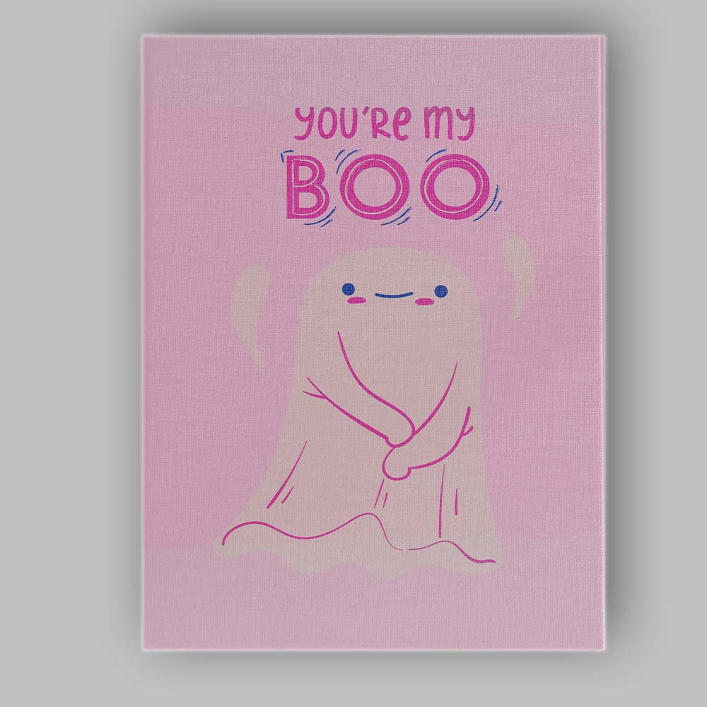Cute Youre My Boo Ghost Valentine Illustration Canvas Wall Art Print Decor Picture Ready to Hang