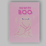 Cute Youre My Boo Ghost Valentine Illustration Canvas Wall Art Print Decor Picture Ready to Hang