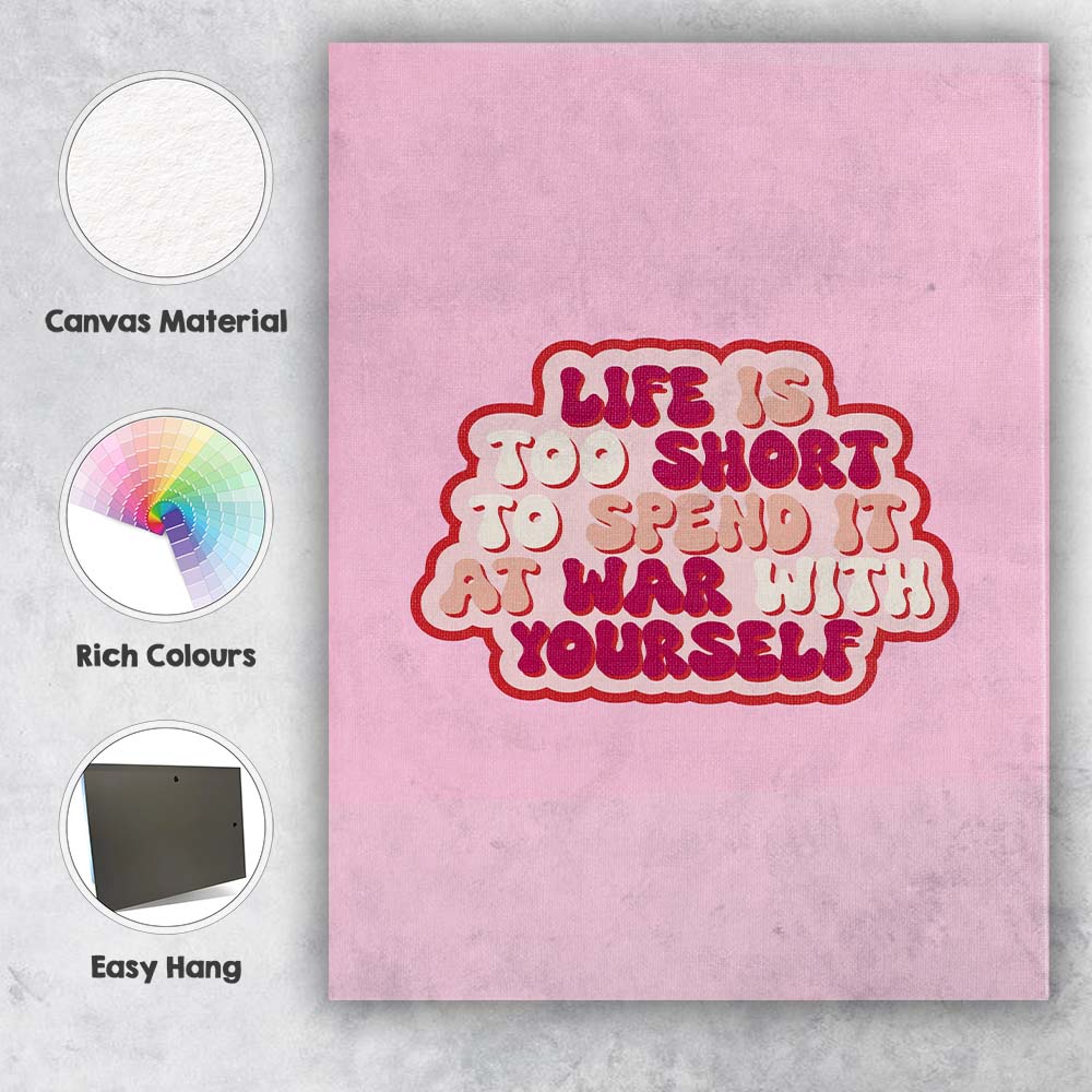 Life Is Too Short Inspirational Typography Quote Canvas Wall Art Print Decor Picture Ready to Hang