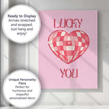 Lucky Heart Disco Ball Retro Valentine Canvas Wall Art Print Decor Picture Ready to Hang