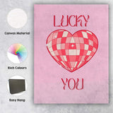 Lucky Heart Disco Ball Retro Valentine Canvas Wall Art Print Decor Picture Ready to Hang