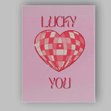 Lucky Heart Disco Ball Retro Valentine Canvas Wall Art Print Decor Picture Ready to Hang