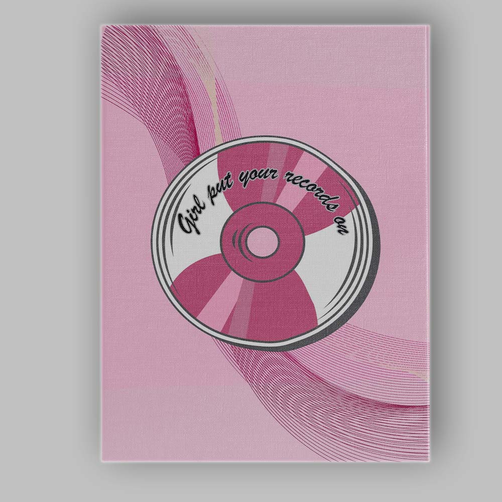 Girl Put Your Records On Retro Music CD Canvas Wall Art Print Decor Picture Ready to Hang