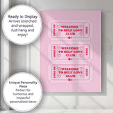 Welcome To Self Love Club Ticket Typography Canvas Wall Art Print Decor Picture Ready to Hang