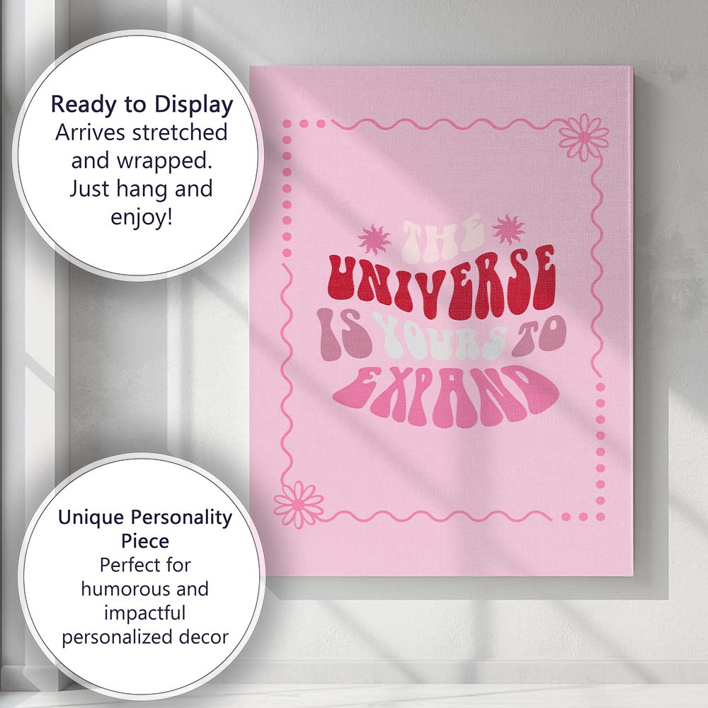 The Universe Is Yours To Expand Retro Typography Canvas Wall Art Print Decor Picture Ready to Hang