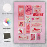 Retro Love Coupon Valentine Ticket Collage Canvas Wall Art Print Decor Picture Ready to Hang